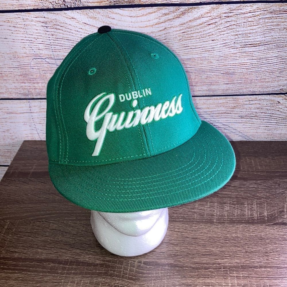 OFFICIAL GUINNESS BEER FITTED BASEBALL CAP HAT SMALL GREEN & WHITE SCRIPT STOUT